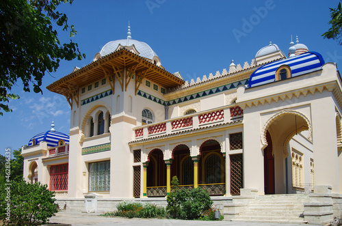 FEODOSIA, CRIMEA - July, 2020: Stamboli cottage in Feodosiya