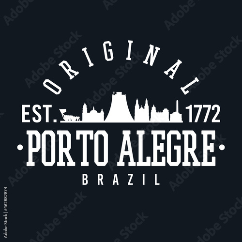 Porto Alegre, RS, Brazil Skyline Original. A Logotype Sports College and University Style. Illustration Design Vector City.