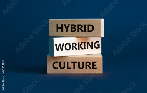 Hybrid working culture symbol. Concept words 'hybrid working culture'. Beautiful grey background. Business and hybrid working culture concept, copy space.