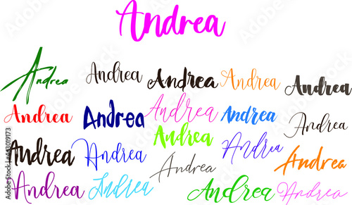 Andrea Girl Name in Multi Fonts Typography Text