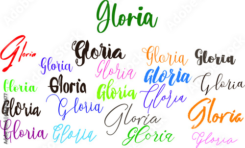 Gloria Girl Name in Multi Fonts Typography Text