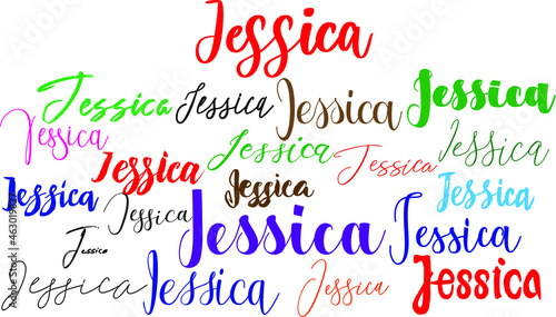 Jessica Girl Name in Multi Fonts Typography Text