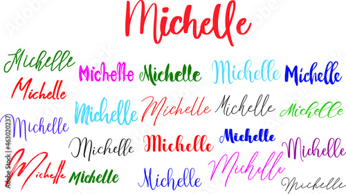 Michelle Baby Girl Name in Multiple Font Styles Typography Text