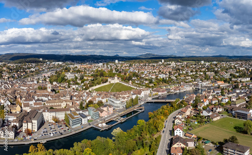 Blick über die Stadt Schaffhausen mit der Festung Munot