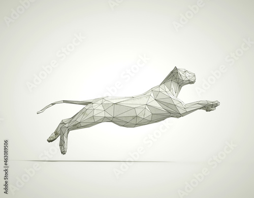 Low poly puma on white background. This is a 3d render illustration