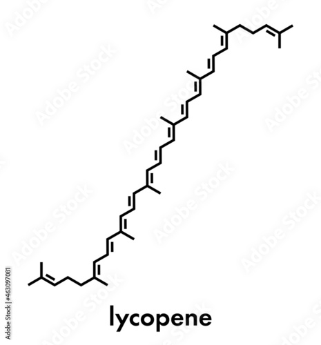 Lycopene red tomato pigment molecule. Skeletal formula.