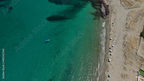 Aerial drone photo of paradise beach of Aspous in island of Skyros, Sporades, Greece