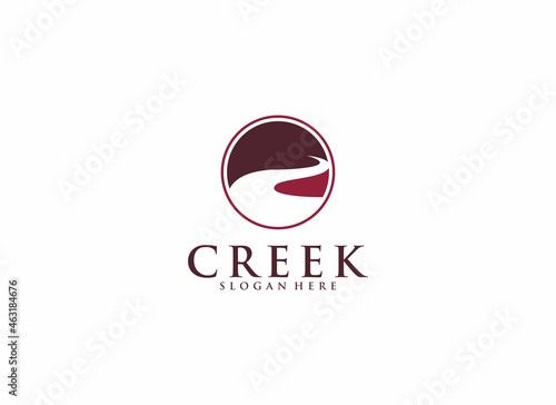creek logo template vector, icon in white background