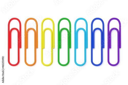 Paper clips isolated on white background. 3D rendering.