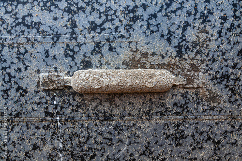 Zinc anode to protect the ship's hull from the harmful effects of salt water.