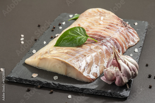 Raw pollock (Pollachius virens) fillet. Fresh fish for healthy food lifestyle