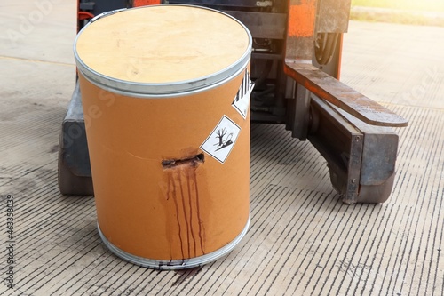 A forklift accident hits a dangerous chemical tank