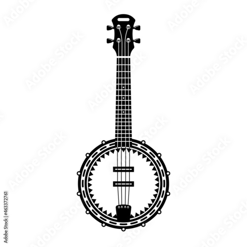 Banjo musical instrument in monochrome style isolated on white background vector illustration