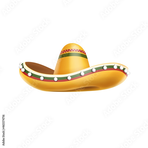 Mexican sombrero hat. vector Illustration icon isolated