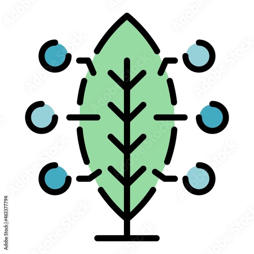 Leaf smart analize icon. Outline leaf smart analize vector icon color flat isolated