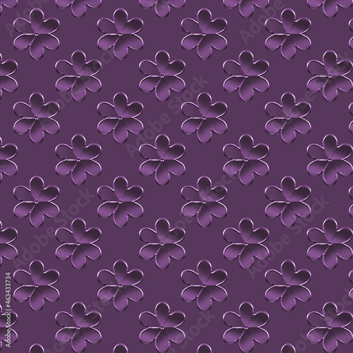 fiori rotondi rilievo pattern viola scuro satin raso