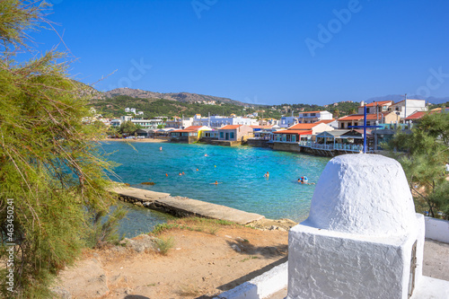 View of the amazing village and beach of Almyrida Kalyves near Chania, Crete, Greece.