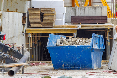 Loaded Skip Debris Construction Site