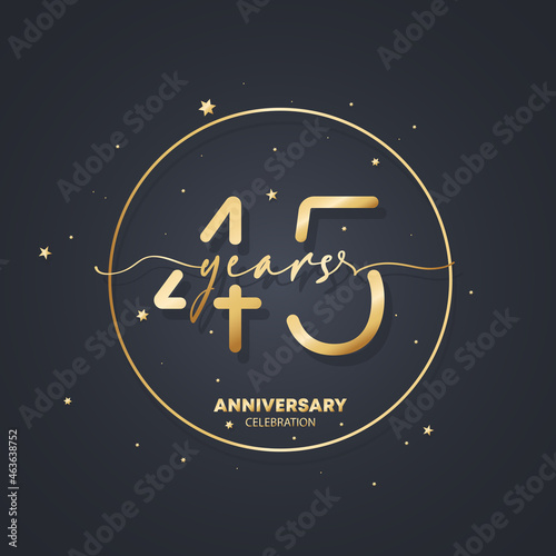 45 years anniversary logo template. 45th birthday, wedding anniversary icon. Trendy symbol image. Vector EPS 10. Isolated on background