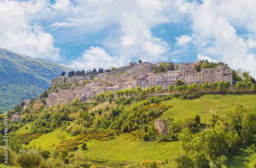 Civitella del Tronto (Italy) - The touristic medieval town in province of Teramo, Abruzzo region, with the old fortress castle in stone by Borbone reign