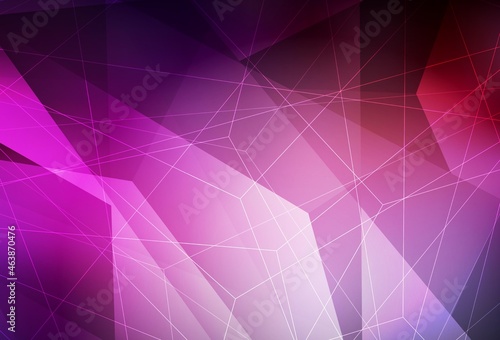 Dark Pink vector layout with lines, triangles.
