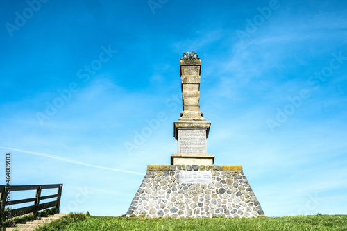 Statue of the "Stienen man" (1777) on the dike near Harlingen, Friesland Provinde, The Netherlands