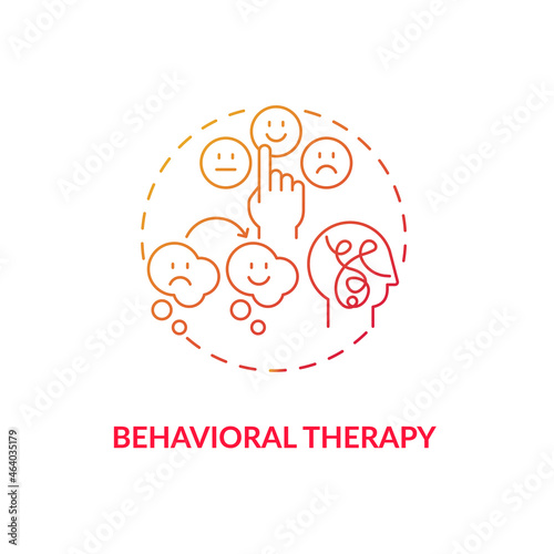 Behavioral therapy concept icon. Treatment for ADHD in adults abstract idea thin line illustration. Changing negative patterns of behavior. Improving self-esteem. Vector isolated outline color drawing