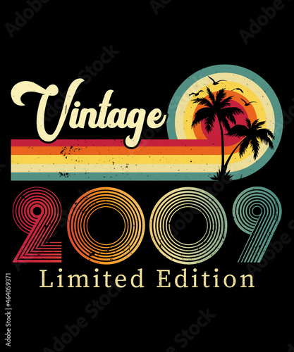 Vintage 2009 Birthday T-shirt Design 