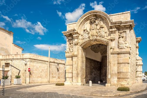 View at the old gate Porta Marina in the streets of Barletta - Italy