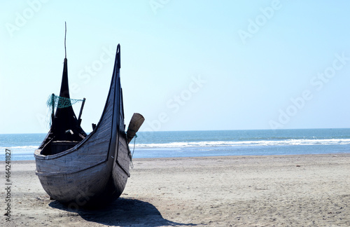 Boat on the beach at coxs bazar Bangladesh