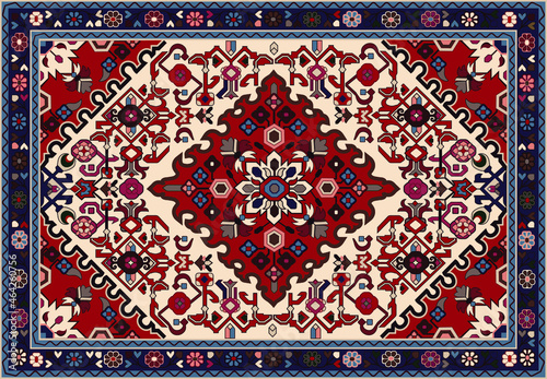 Persian carpet original design, tribal vector texture. Easy to edit and change a few global colors by swatch window. 