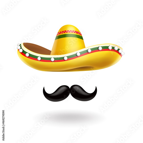 Sombrero hat and mustache . Cinco de Mayo mexican celebration vector icon illustration