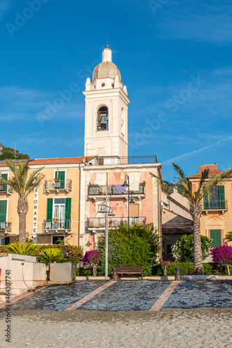 The promenade of Noli with beautiful colored houses