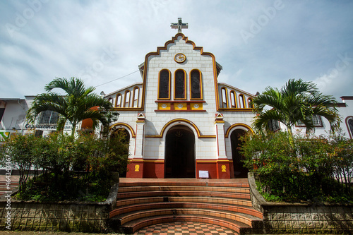 San Luis, Antioquia. Colombia - October 13, 2021. Iglesia de San Luis Gonzaga, is a colombian temple of catholic worship