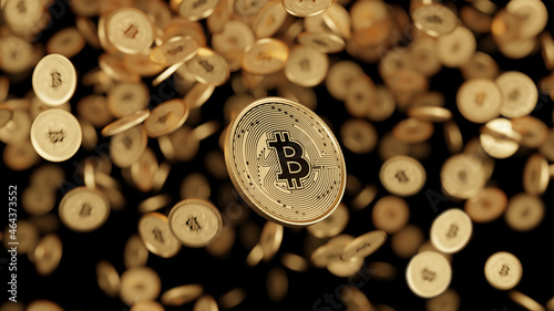 Bitcoin moneta w tle opadające monety