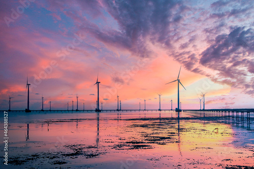 The sunset on Bac Lieu wind power field