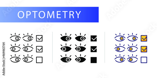 Optometry (check reaction, synchronicity). Line icon concept