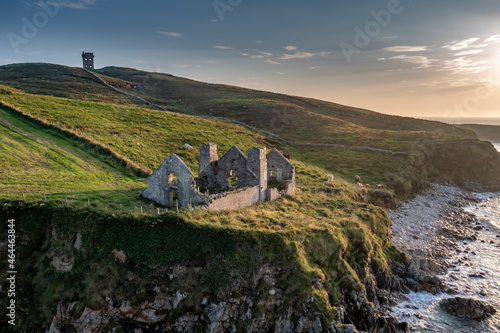 The remains of the 1790 to 1805 kelp factory Teach Dearg or the Red House at Crohy head near Maghery, Dunloe, County Donegal - Ireland