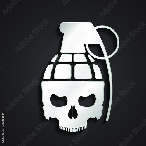 3d shiny silver metal skull grenade logo design