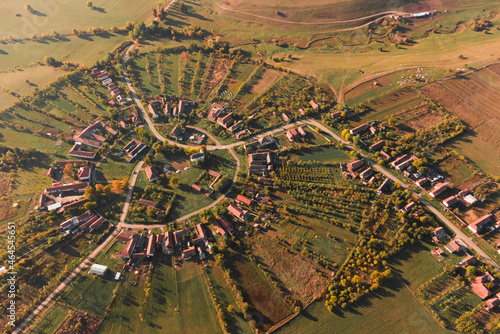 Charlottenburg,Romania the only round village in the country with a drone view.