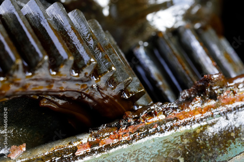 Two gears with grease coating