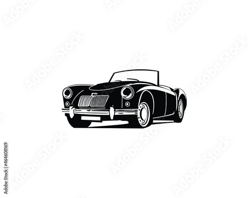black classic car vector graphic illustration on white background.