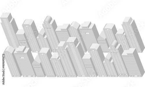 3Dの高層ビル群のイラスト