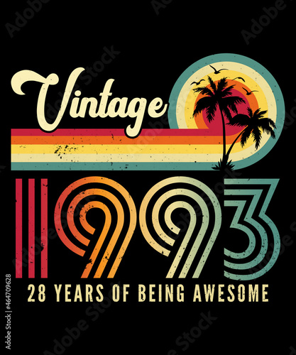 Vintage 1993 Birthday 28 Years Old T-shirt Design