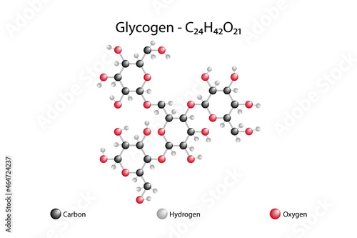 Molecular formula of glycogen. Glycogen is a natural organic compound from the polysaccharides group of carbohydrates