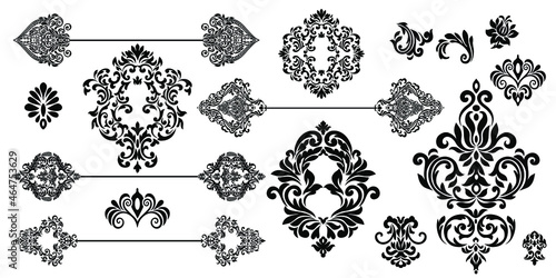 Oriental vector damask patterns for greeting cards and wedding invitations.