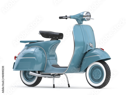 Classic vintage scooter, motor bike or moped isolated on whte.