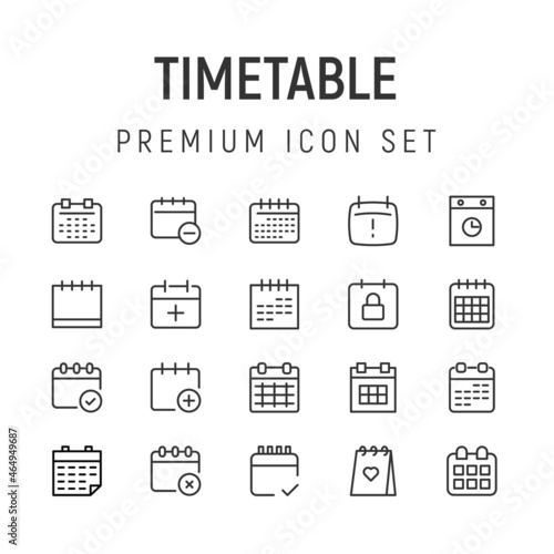 Premium pack of timetable line icons.