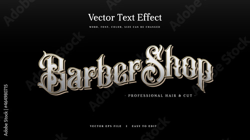 Barber Shop Retro vintage text effect editable template