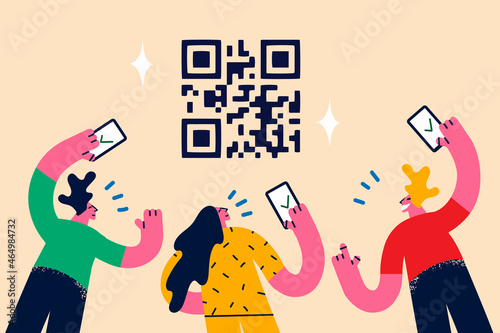 Scanning qr codes and technologies concept